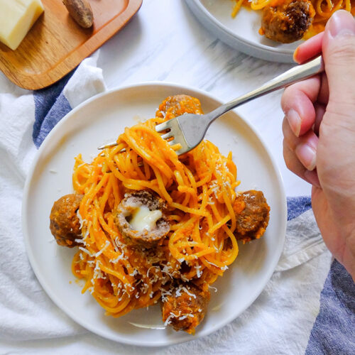 Cheesy Meatballs Spaghetti