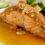 Seared Salmon with Honey Garlic and Passionfruit Sauce